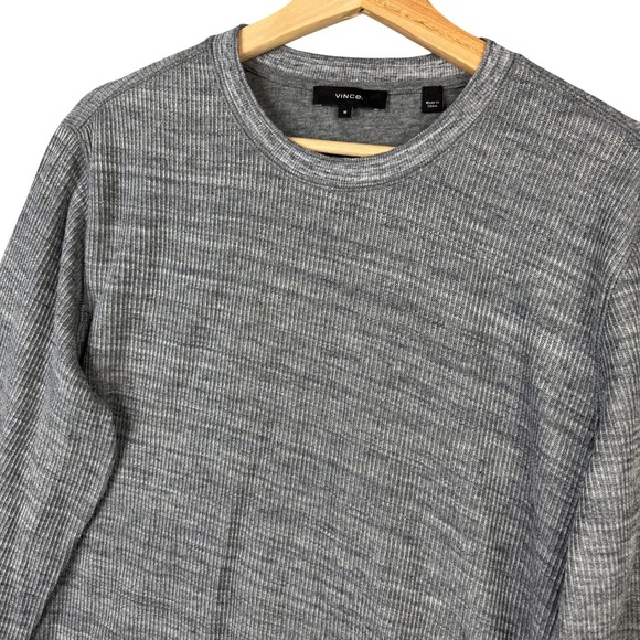 Vince Other - Vince Mens Gray Space Dye Waffle Knit Thermal Long Sleeve Crew Neck Shirt M
